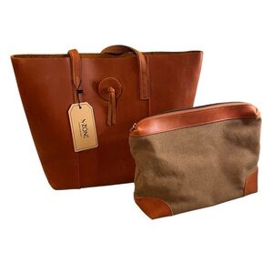 S-Zone Genuine Leather Purse/Tote with canvas-leather insert bag.